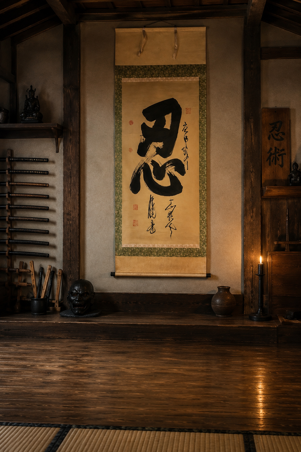Japanese Kakejiku 忍 “Shinobu” – Large Shinobi Calligraphy Scroll 180 × 90 cm