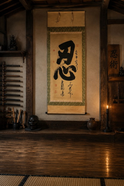 Japanese Kakejiku 忍 “Shinobu” – Large Shinobi Calligraphy Scroll 180 × 90 cm