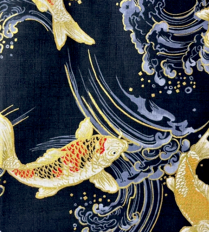 Japanese Koi Summer Hanten with Gold Accents – Made in Japan