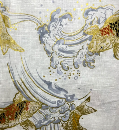 Japanese Koi Summer Hanten with Gold Accents – Made in Japan