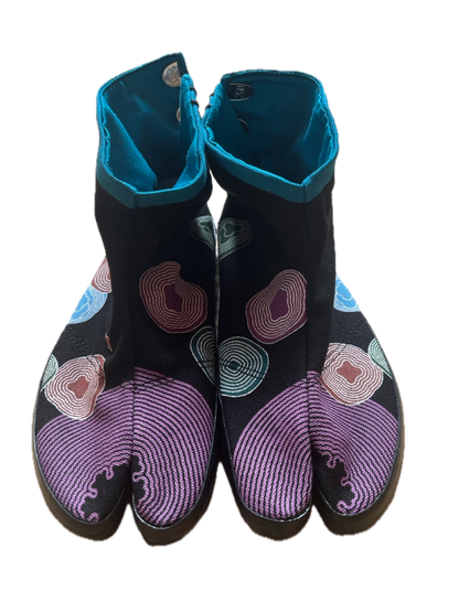 Kamon Jikatabi Shoe "Wave and flower" Black Size 26cm  Made in Japan