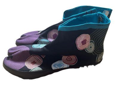 Kamon Jikatabi Shoe "Wave and flower" Black Size 26cm  Made in Japan
