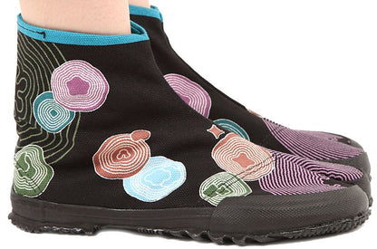 Kamon Jikatabi Shoe "Wave and flower" Black Size 26cm  Made in Japan