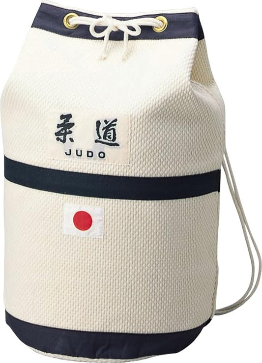 KuSakura Sashiko Judo Bag – White (Size L, Japanese Flag Edition) – Made in Japan