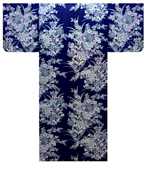Ladies’ Japanese Yukata “Yuri” Lily Pattern Made in Kyoto Japan