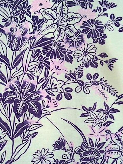 Ladies’ Japanese Yukata “Yuri” Lily Pattern Made in Kyoto Japan