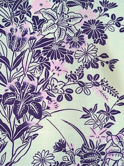 Ladies’ Japanese Yukata “Yuri” Lily Pattern Made in Kyoto Japan