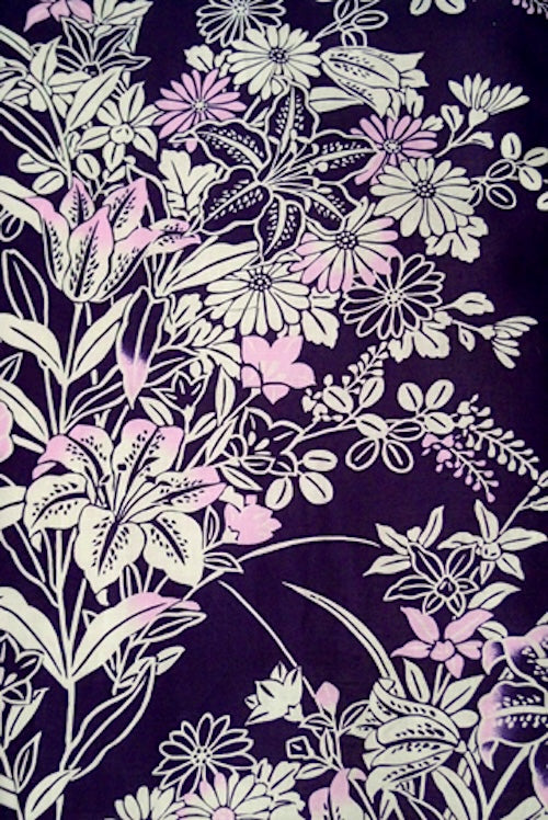 Ladies’ Japanese Yukata “Yuri” Lily Pattern Made in Kyoto Japan