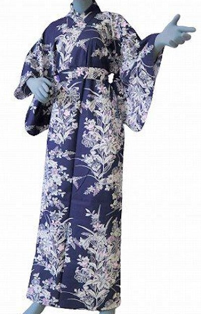 Ladies’ Japanese Yukata “Yuri” Lily Pattern Made in Kyoto Japan