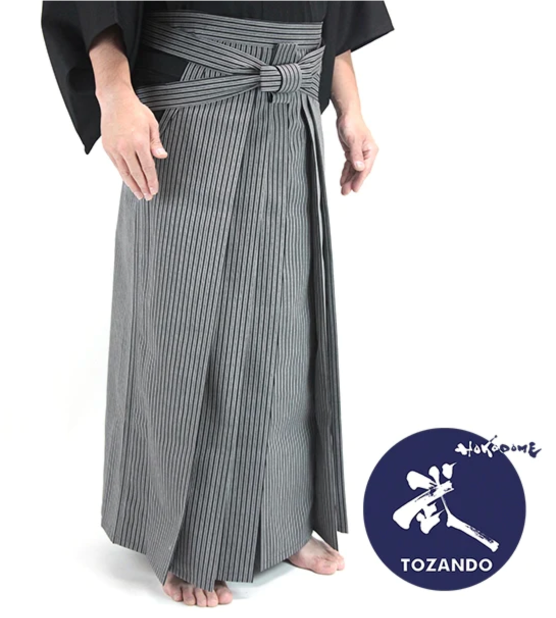 Luxe Iaido Hakama - Blue Marine Striped Shima EMBU - Tozando - Size 24