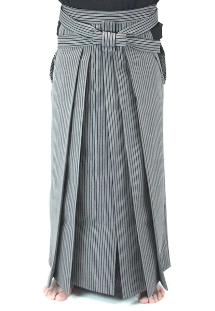 Luxe Iaido Hakama - Blue Marine Striped Shima EMBU - Tozando - Size 24