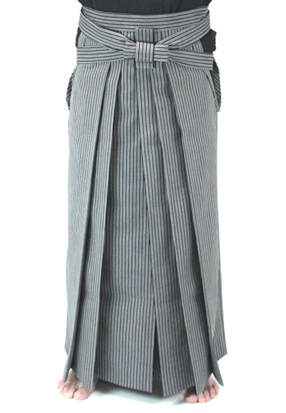 Luxe Iaido Hakama - Blue Marine Striped Shima EMBU - Tozando - Size 24