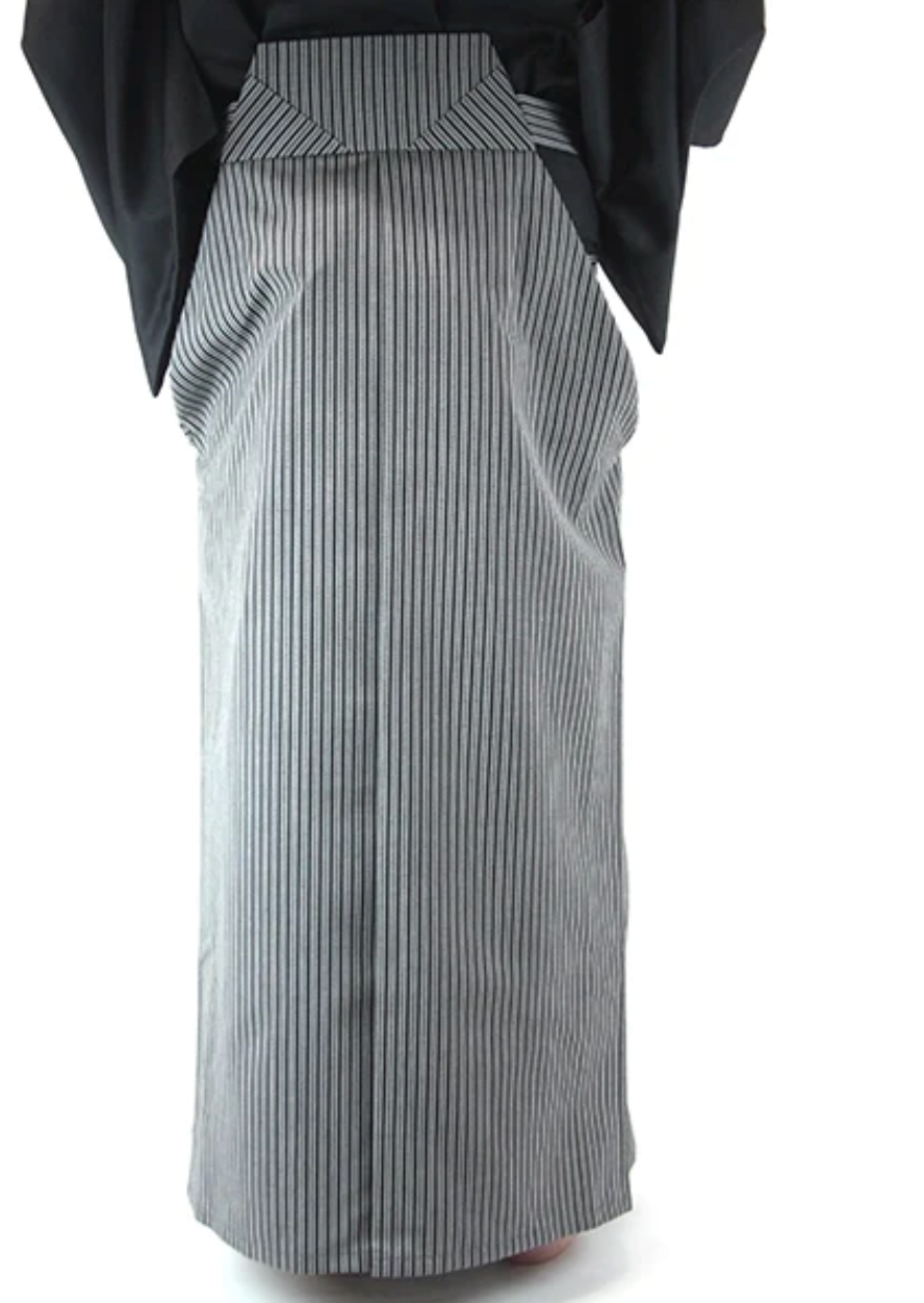 Luxe Iaido Hakama - Blue Marine Striped Shima EMBU - Tozando - Size 24