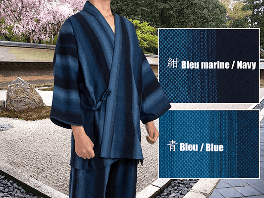 Luxury Samue Katsuojima Nanakoori  Cotton Blue / Navy Blue Made in Japan