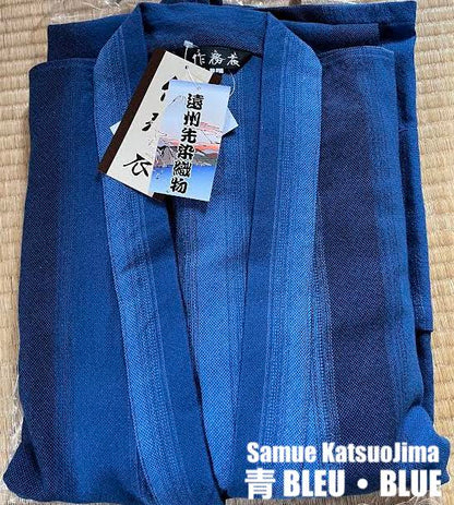 Luxury Samue Katsuojima Nanakoori  Cotton Blue / Navy Blue Made in Japan