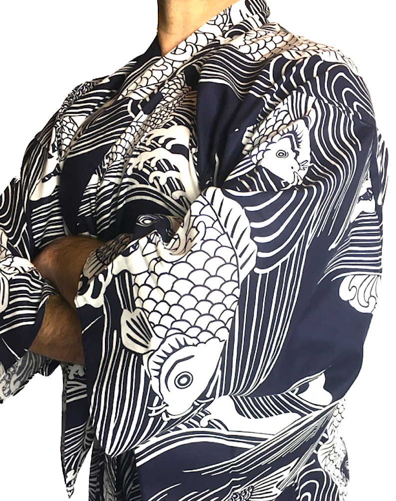 Men's Yukata Koi Navy Cotton Japanese Carp