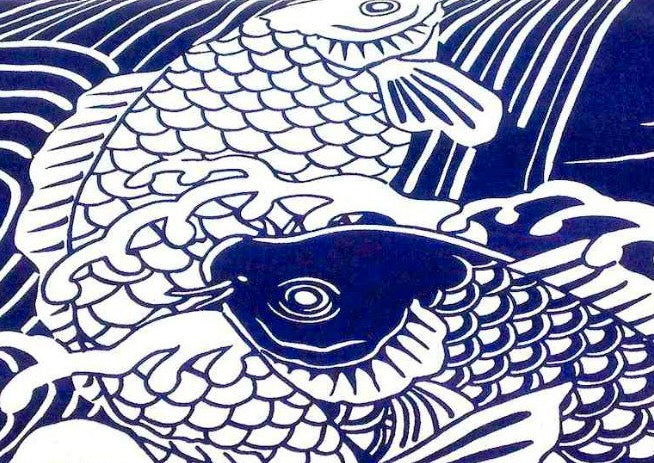 Men's Yukata Koi Navy Cotton Japanese Carp