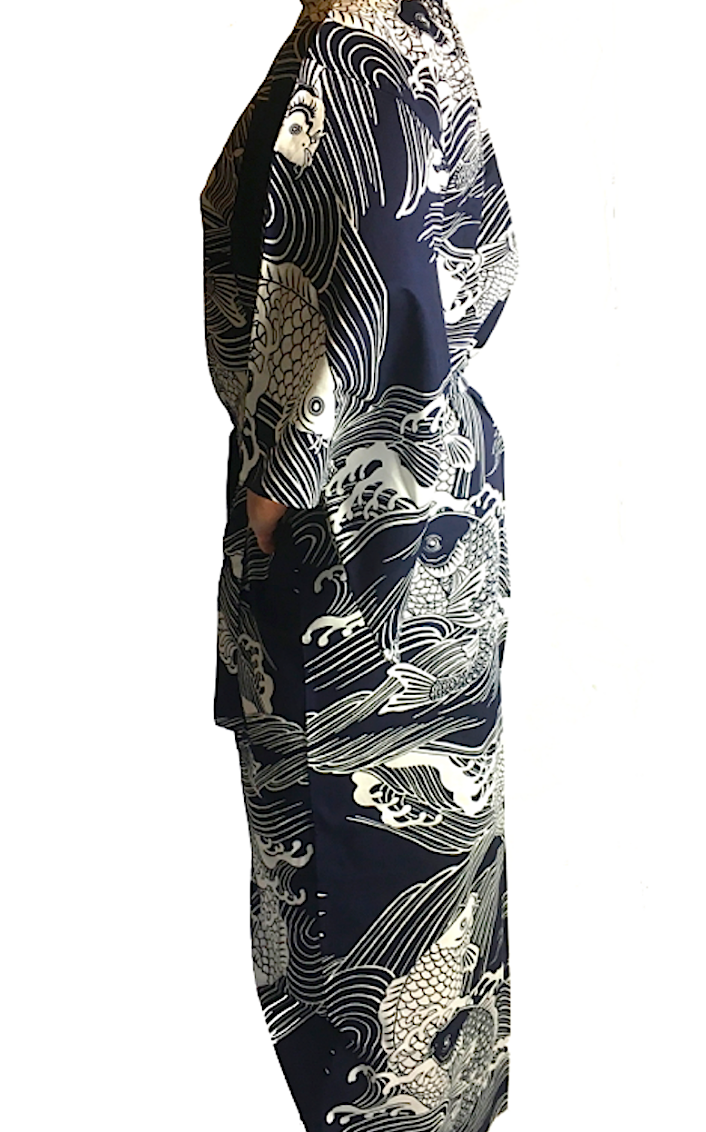 Men's Yukata Koi Navy Cotton Japanese Carp