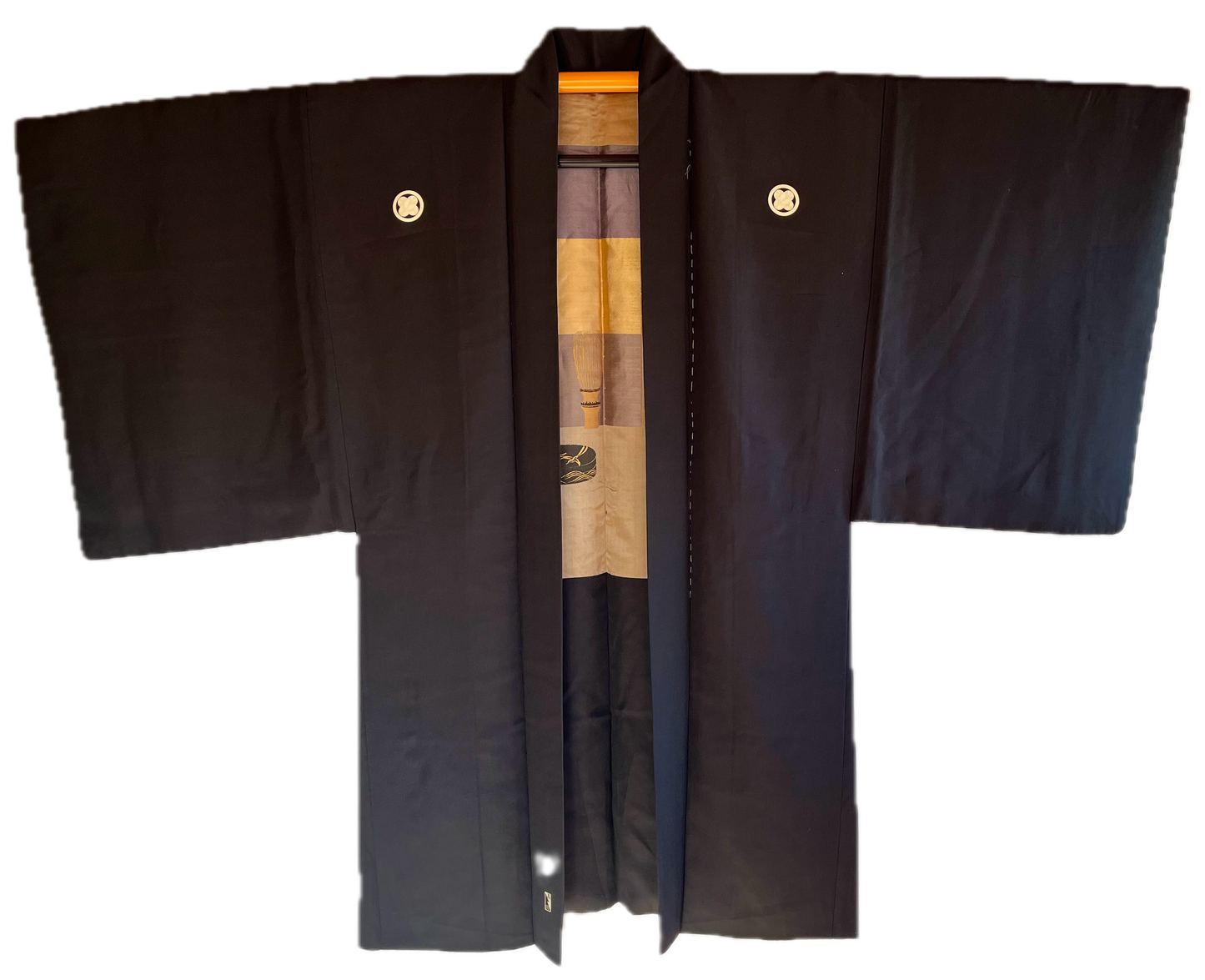 Men’s Antique Haori Black Silk Takanohane Montsuki SADO (Tea Ceremony)