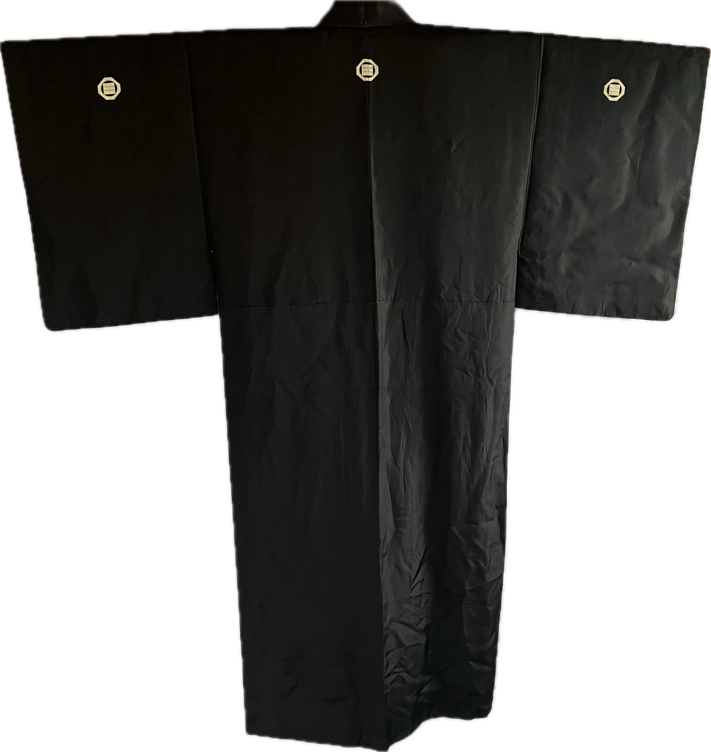 Men's Japanese Kimono black Silk Sumikiri-kaku ni Mitsugi Montsuki