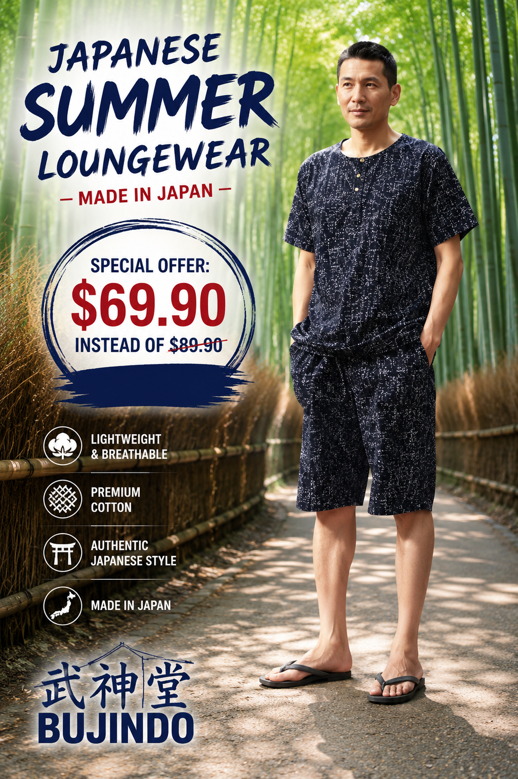 Men's Japanese Summer Loungewear Set – Tate-Yoko Itajime  – Made in Japan