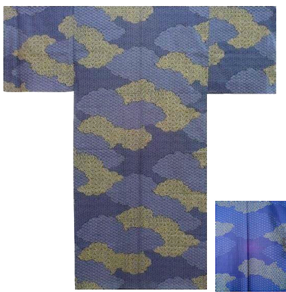 Men’s Japanese Yukata Kumo Tori Komon Pattern Made in Kyoto Japan