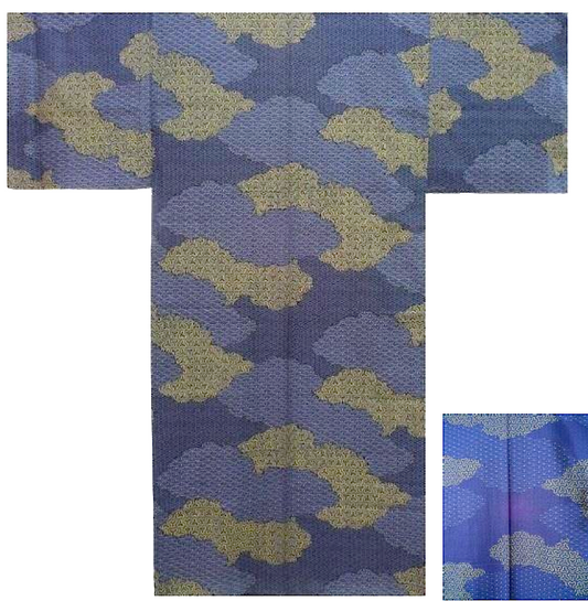 Men’s Japanese Yukata Kumo Tori Komon Pattern Made in Kyoto Japan