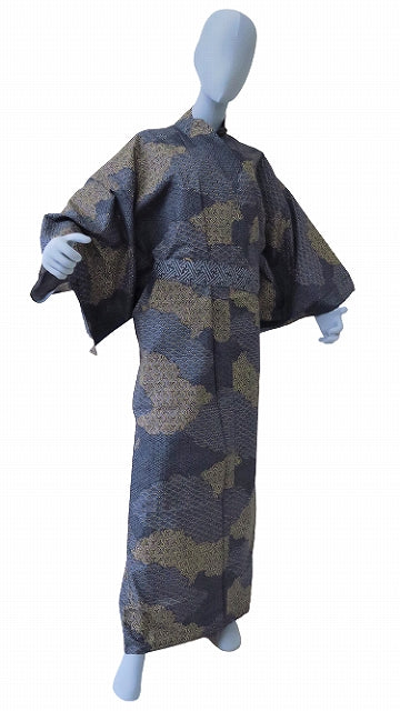 Men’s Japanese Yukata Kumo Tori Komon Pattern Made in Kyoto Japan