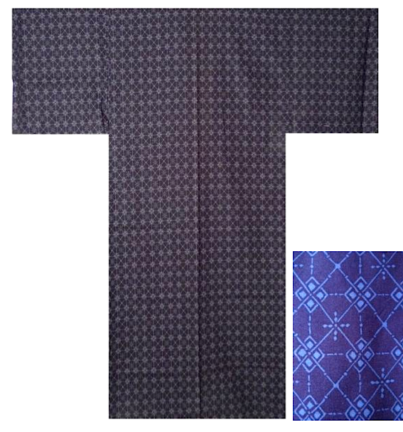 Men’s Japanese Yukata “Argyle” (Waritsuke Komon) Pattern Made in Kyoto, Japan