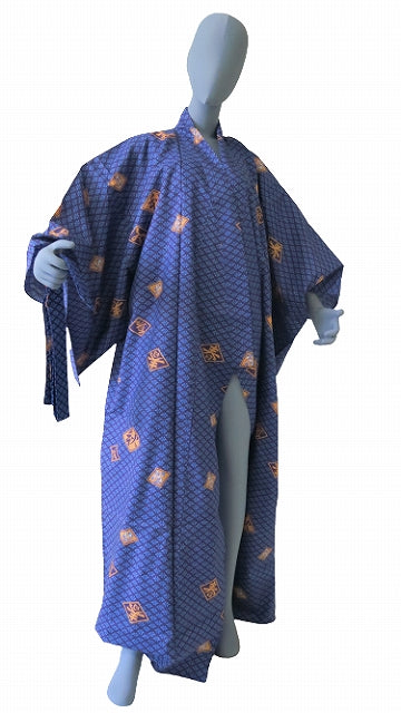 Men’s Japanese Yukata “Diamond Script” (Hishimoji) Pattern Made in Kyoto Japan