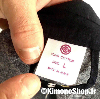Men’s Japanese Yukata “Great Shogun” Calligraphy Pattern  Made in Kyoto, Japan