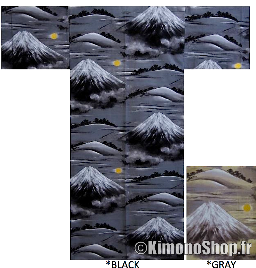 Men’s Japanese Yukata “Mt. Fuji” (富士山) Pattern Made in Kyoto Japan