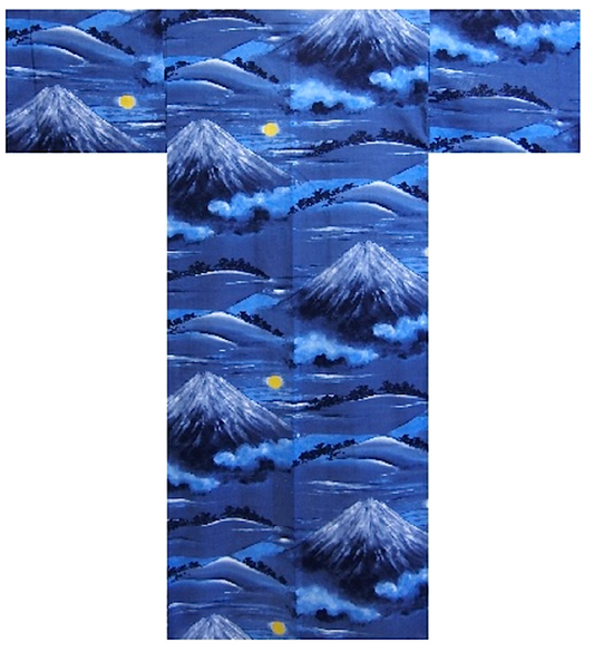 Men’s Japanese Yukata “Mt. Fuji” (富士山) Pattern Made in Kyoto Japan