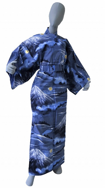 Men’s Japanese Yukata “Mt. Fuji” (富士山) Pattern Made in Kyoto Japan