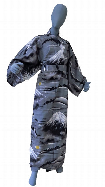 Men’s Japanese Yukata “Mt. Fuji” (富士山) Pattern Made in Kyoto Japan