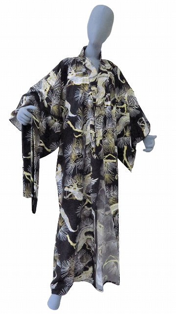 Men’s Japanese Yukata – Pine & Dragon (Matsu & Ryū) Pattern  Made in Kyoto Japan