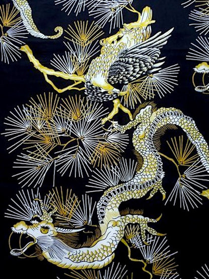 Men’s Japanese Yukata – Pine & Dragon (Matsu & Ryū) Pattern  Made in Kyoto Japan