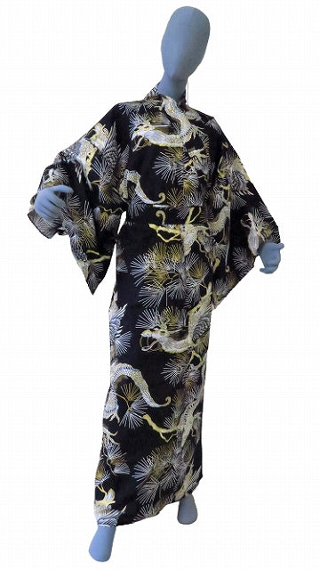 Men’s Japanese Yukata – Pine & Dragon (Matsu & Ryū) Pattern  Made in Kyoto Japan