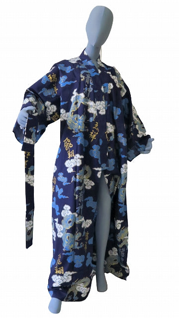 Men’s Japanese Yukata “UnRyū Moji” Dragon & Cloud Pattern Made in Kyoto Japan