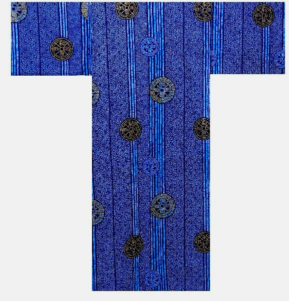 Men’s Japanese Yukata “Wadōkaichin” Ancient Coins Pattern Made in Kyoto Japan