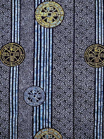 Men’s Japanese Yukata “Wadōkaichin” Ancient Coins Pattern Made in Kyoto Japan