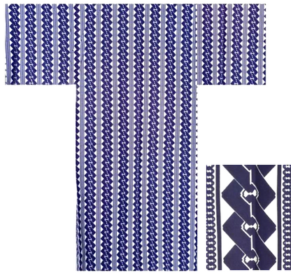 Men’s Japanese Yukata “Yoshiwara Tsunagi” Chain Pattern  Made in Kyoto Japan