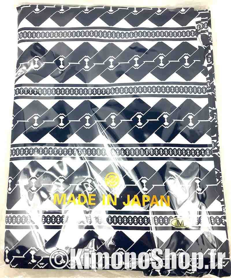 Men’s Japanese Yukata “Yoshiwara Tsunagi” Chain Pattern  Made in Kyoto Japan