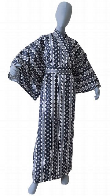 Men’s Japanese Yukata “Yoshiwara Tsunagi” Chain Pattern  Made in Kyoto Japan