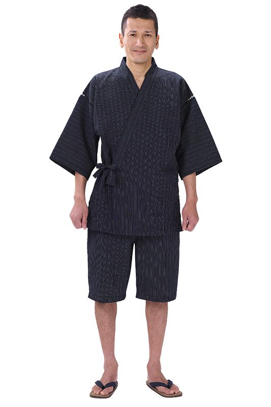 Men’s Jinbei Gokuboso Shima Shiro Black – Made in Japan