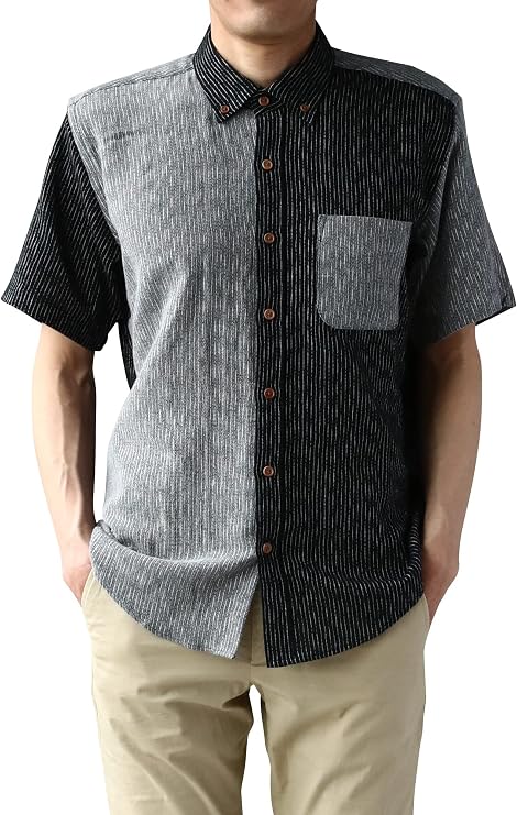 Men’s Kurume Chijimi Shirt – Black & Gray – Made in Japan