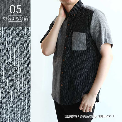 Men’s Kurume Chijimi Shirt – Black & Gray – Made in Japan