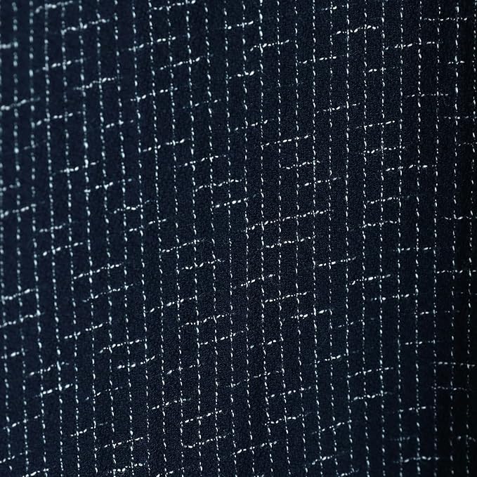 Men’s Kurume Chijimi Shirt  Bunjin Navy Grid Pattern  Made in Japan