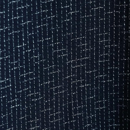 Men’s Kurume Chijimi Shirt  Bunjin Navy Grid Pattern  Made in Japan
