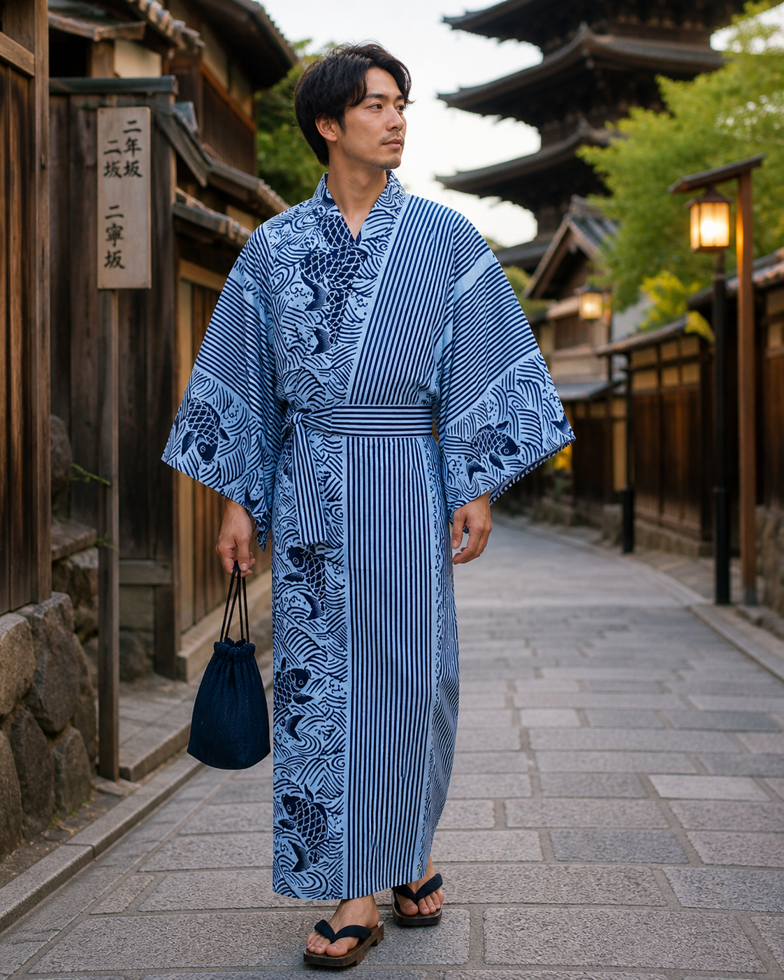 Men’s Yukata Koi Nobori – Japanese Carp Cotton Made in Japan